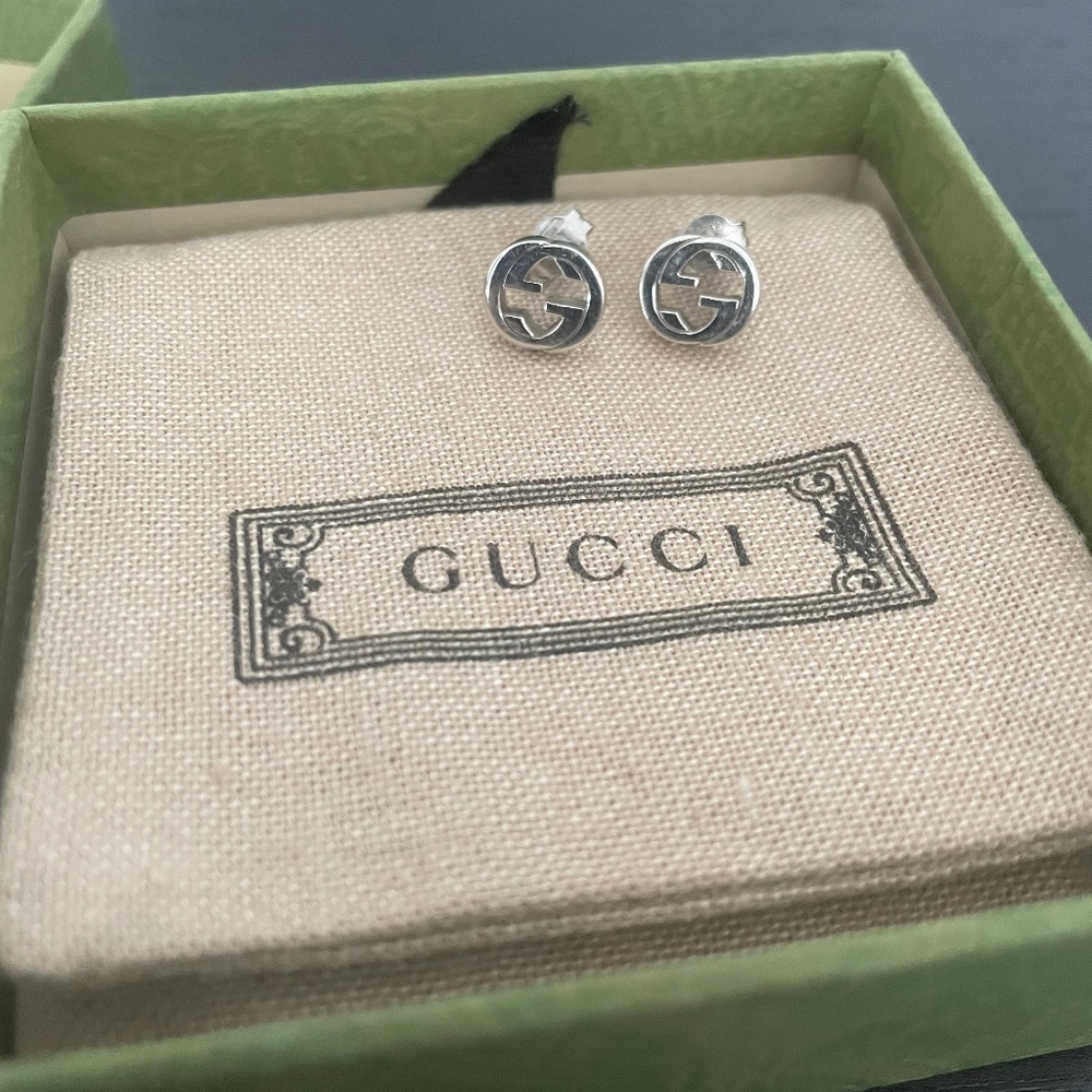 Gucci Silver interlocking G earrings